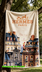 Luxury Hermès Paris Rooftop Scene Flannel Sofa Throw Blanket IMG_4924